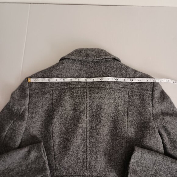 Ann Taylor Wool Blend Gray Textured Cropped Asymmetrical Jacket Women’s Size M - Picture 9 of 15